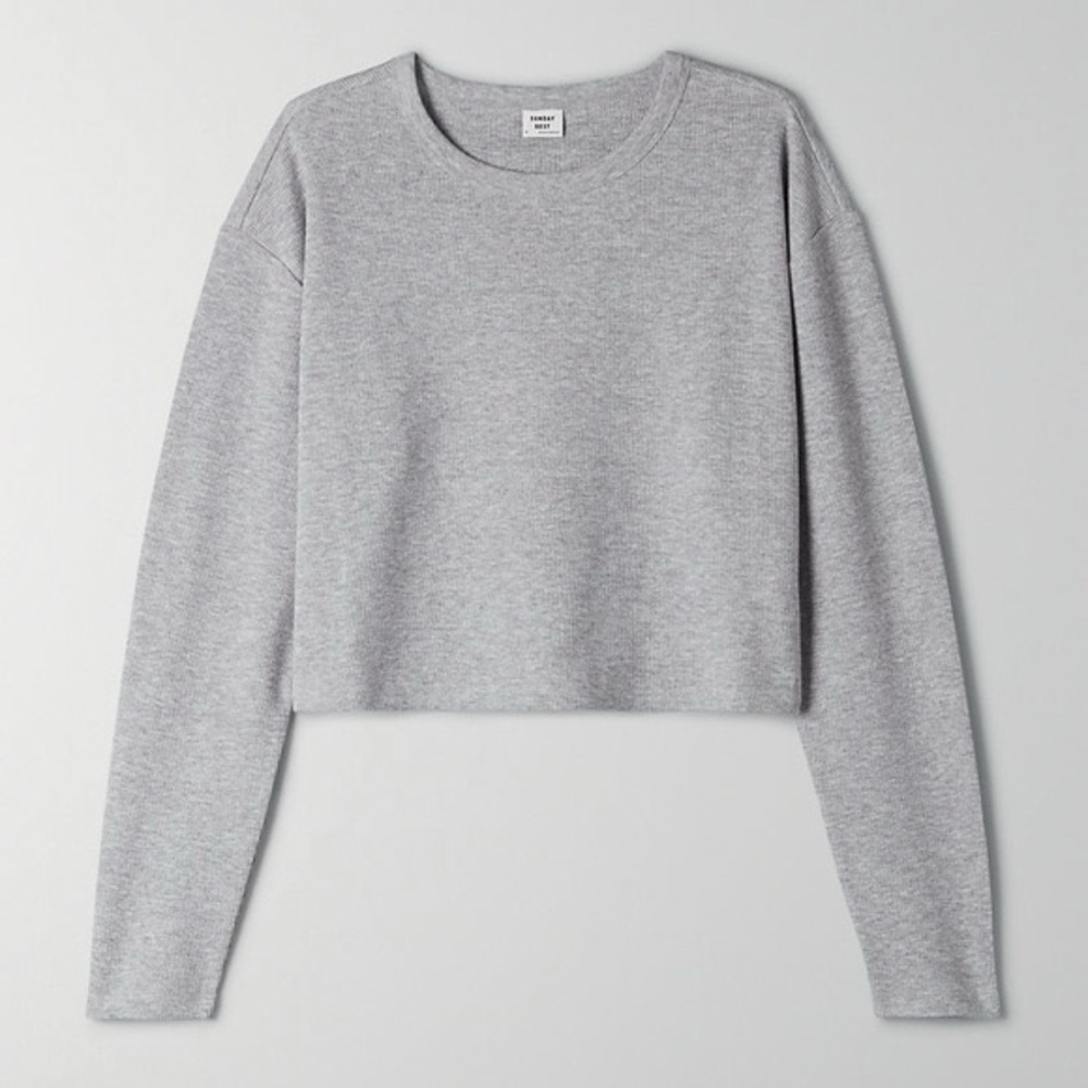 Sunday Best Waffle Knit Cropped Long Sleeve